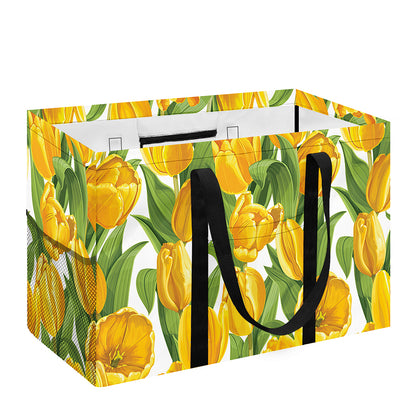Yellow Spring Tulip Pattern Print Utility Tote Bag
