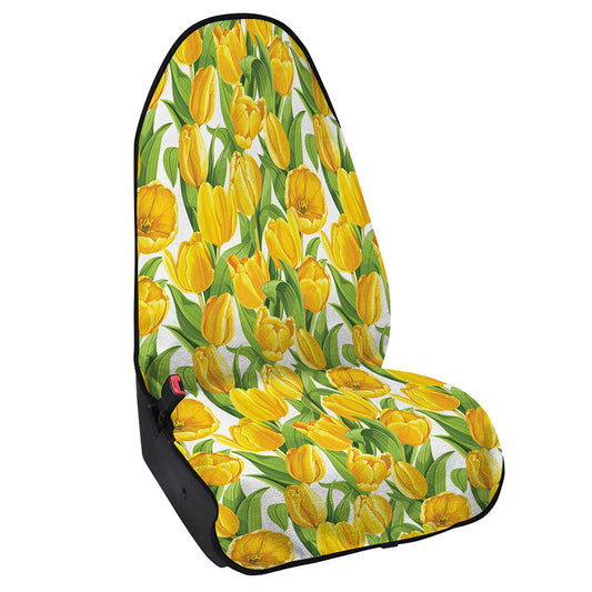 Yellow Spring Tulip Pattern Print Waterproof Car Seat Cover