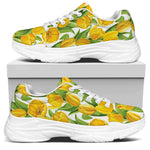 Yellow Spring Tulip Pattern Print White Chunky Shoes