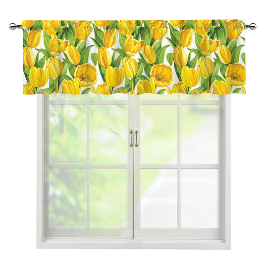 Yellow Spring Tulip Pattern Print Window Valance