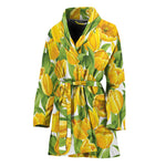 Yellow Spring Tulip Pattern Print Women's Bathrobe