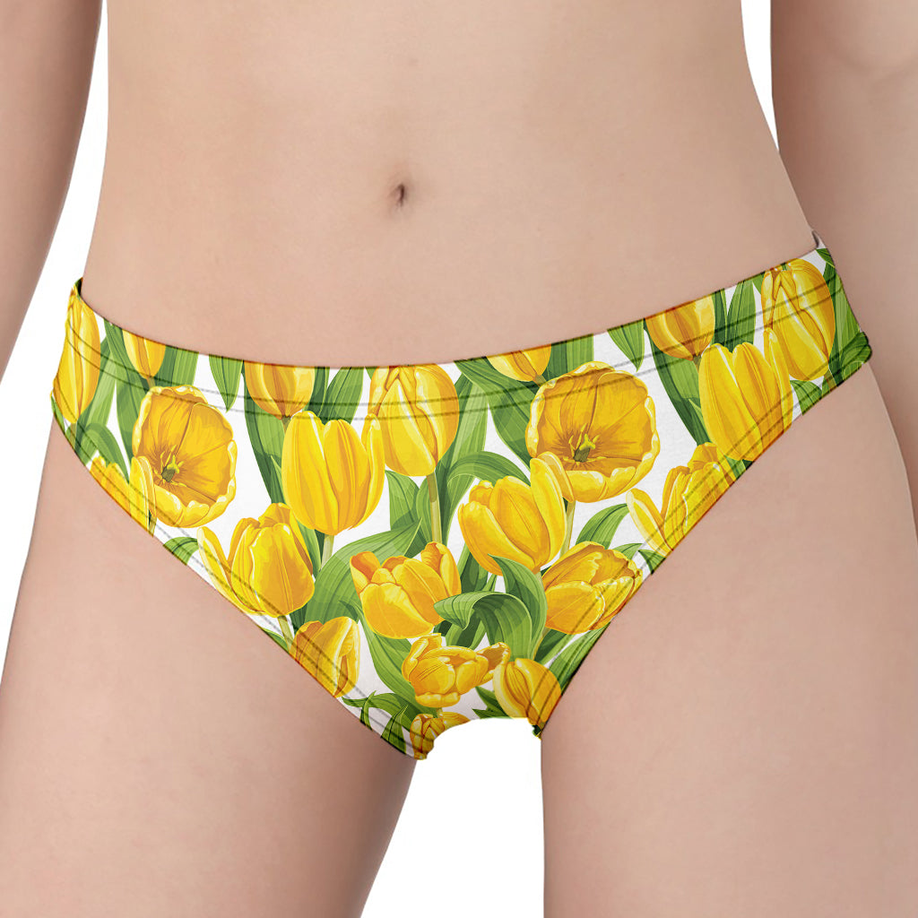 Yellow Spring Tulip Pattern Print Women's Panties