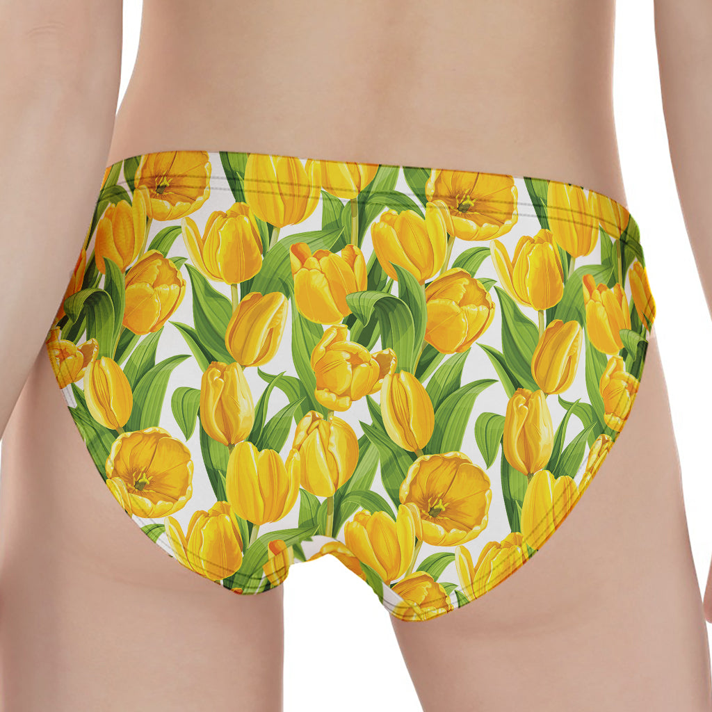 Yellow Spring Tulip Pattern Print Women's Panties