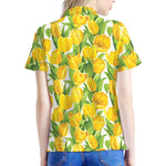 Yellow Spring Tulip Pattern Print Women's Polo Shirt