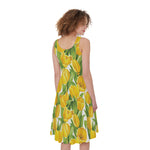 Yellow Spring Tulip Pattern Print Women's Sleeveless Dress