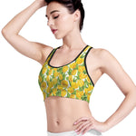 Yellow Spring Tulip Pattern Print Women's Sports Bra