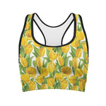 Yellow Spring Tulip Pattern Print Women's Sports Bra