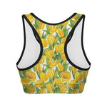 Yellow Spring Tulip Pattern Print Women's Sports Bra