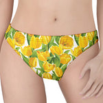 Yellow Spring Tulip Pattern Print Women's Thong