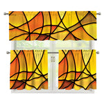 Yellow Stained Glass Mosaic Print 3 Piece Kitchen Curtains