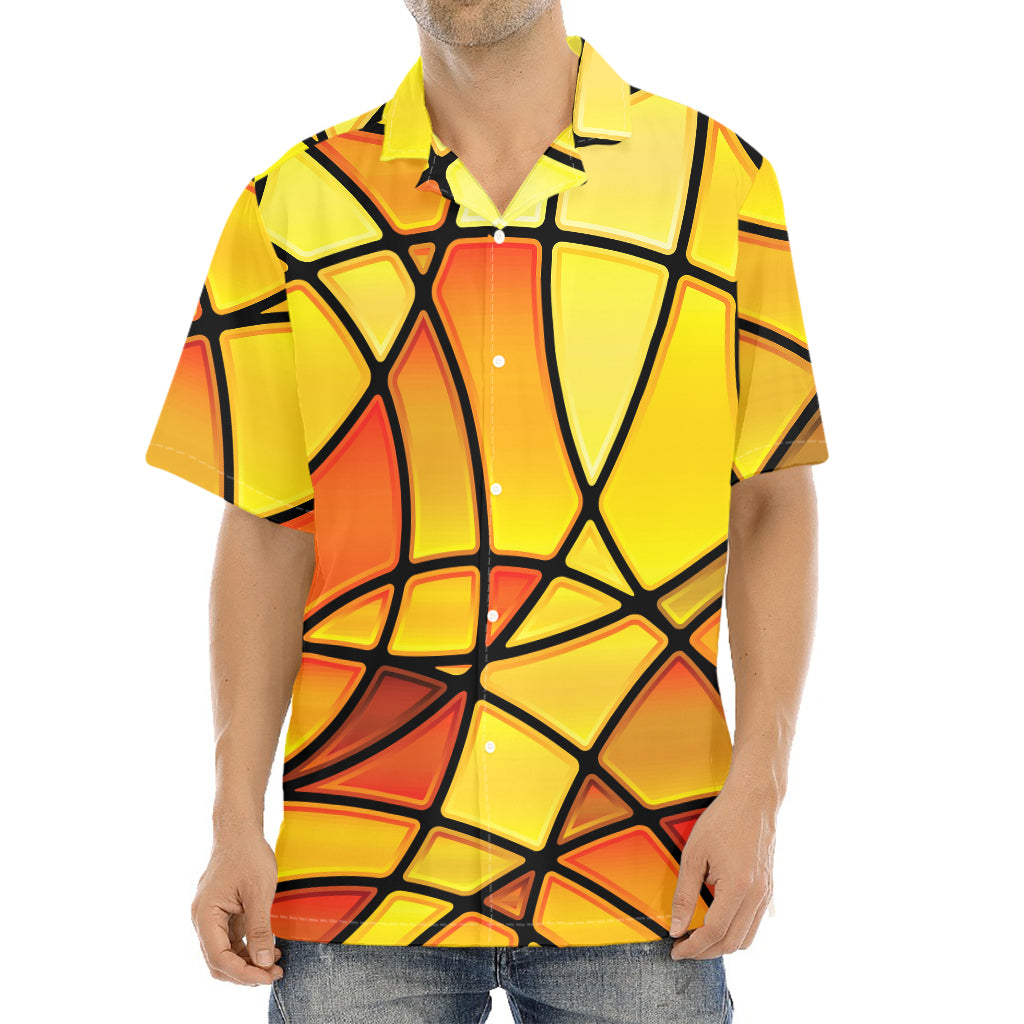 Yellow Stained Glass Mosaic Print Aloha Shirt