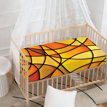 Yellow Stained Glass Mosaic Print Baby Crib Sheet