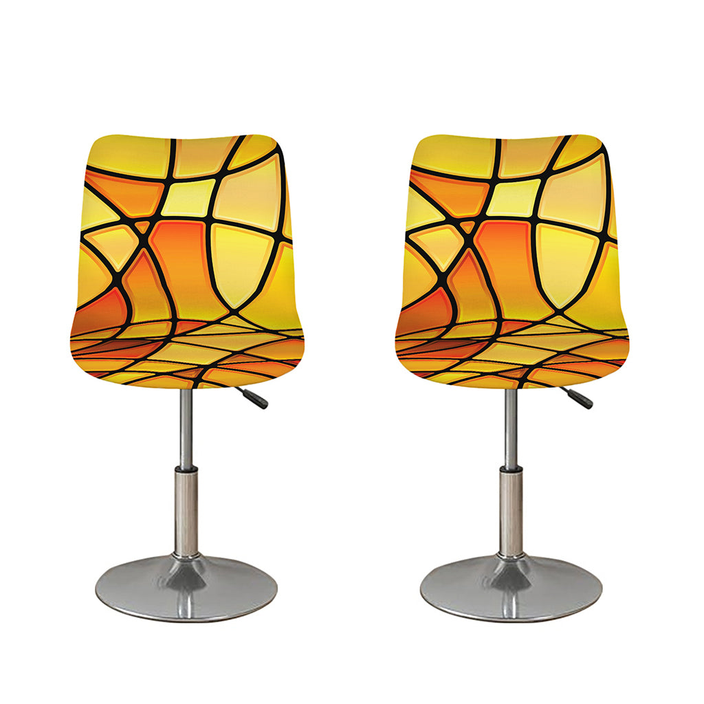 Yellow Stained Glass Mosaic Print Bar Stool Covers