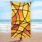 Yellow Stained Glass Mosaic Print Beach Towel