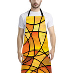 Yellow Stained Glass Mosaic Print Bib Apron With Pocket