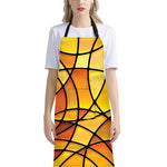 Yellow Stained Glass Mosaic Print Bib Apron With Pocket