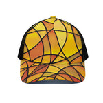 Yellow Stained Glass Mosaic Print Black Mesh Trucker Cap