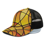 Yellow Stained Glass Mosaic Print Black Mesh Trucker Cap