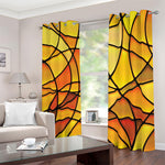 Yellow Stained Glass Mosaic Print Blackout Grommet Curtains