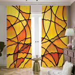 Yellow Stained Glass Mosaic Print Blackout Pencil Pleat Curtains