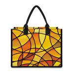 Yellow Stained Glass Mosaic Print Canvas Tote Bag