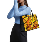 Yellow Stained Glass Mosaic Print Canvas Tote Bag