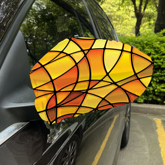 Yellow Stained Glass Mosaic Print Car Side Mirror Covers