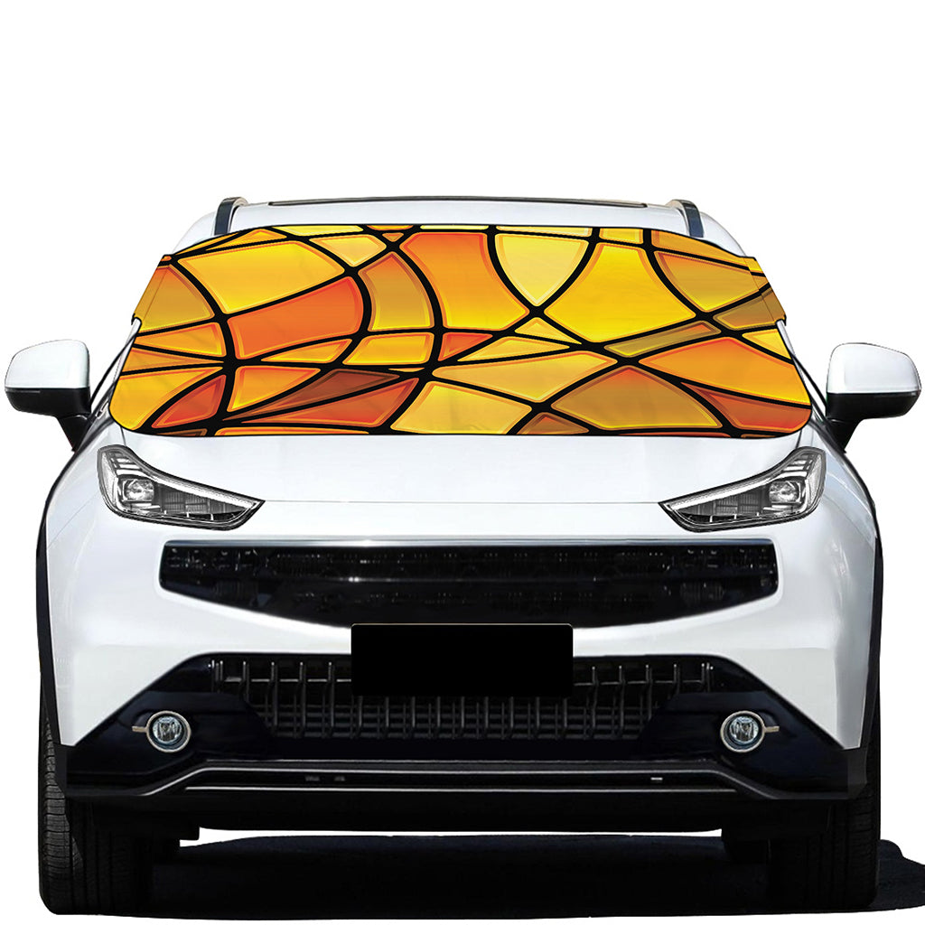 Yellow Stained Glass Mosaic Print Car Windshield Snow Cover