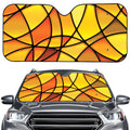 Yellow Stained Glass Mosaic Print Car Windshield Sun Shade