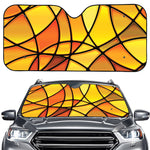 Yellow Stained Glass Mosaic Print Car Windshield Sun Shade