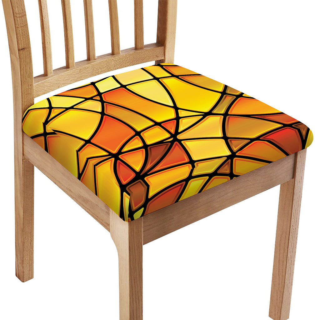 Yellow Stained Glass Mosaic Print Chair Cushion Cover