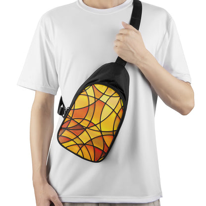 Yellow Stained Glass Mosaic Print Chest Bag