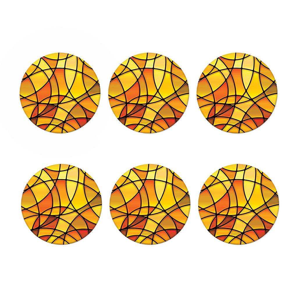 Yellow Stained Glass Mosaic Print Coaster Set