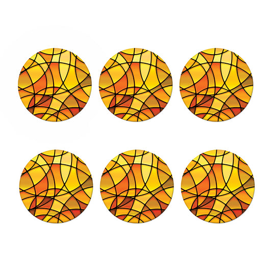 Yellow Stained Glass Mosaic Print Coaster Set