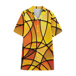 Yellow Stained Glass Mosaic Print Cotton Hawaiian Shirt