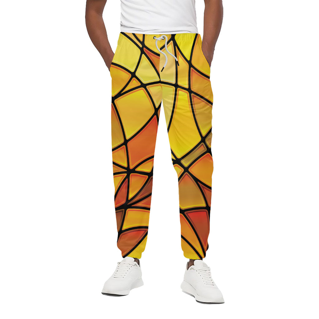 Yellow Stained Glass Mosaic Print Cotton Pants