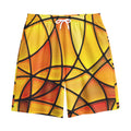 Yellow Stained Glass Mosaic Print Cotton Shorts