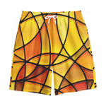 Yellow Stained Glass Mosaic Print Cotton Shorts
