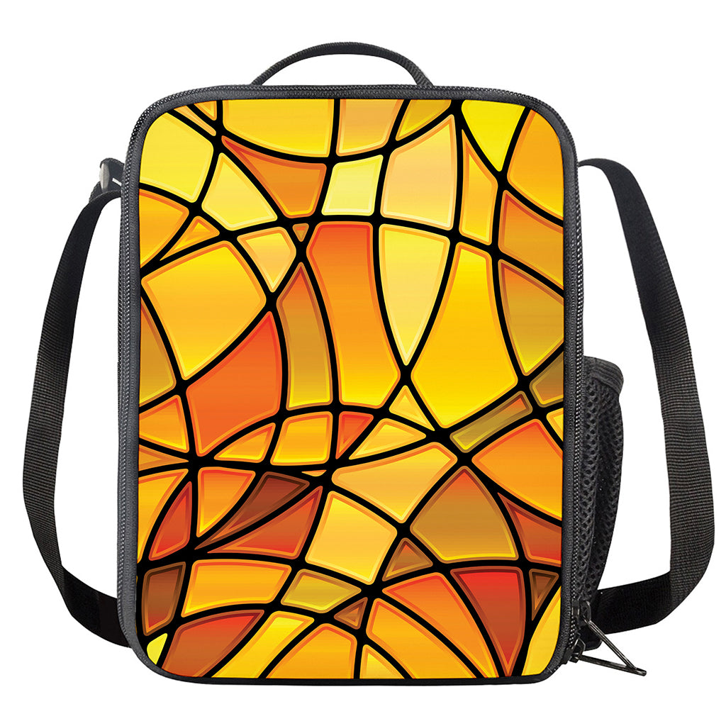 Yellow Stained Glass Mosaic Print Crossbody Lunch Bag