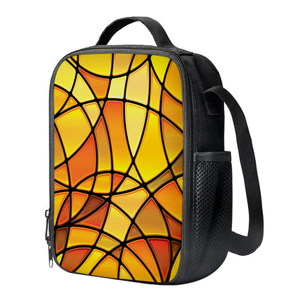Yellow Stained Glass Mosaic Print Crossbody Lunch Bag