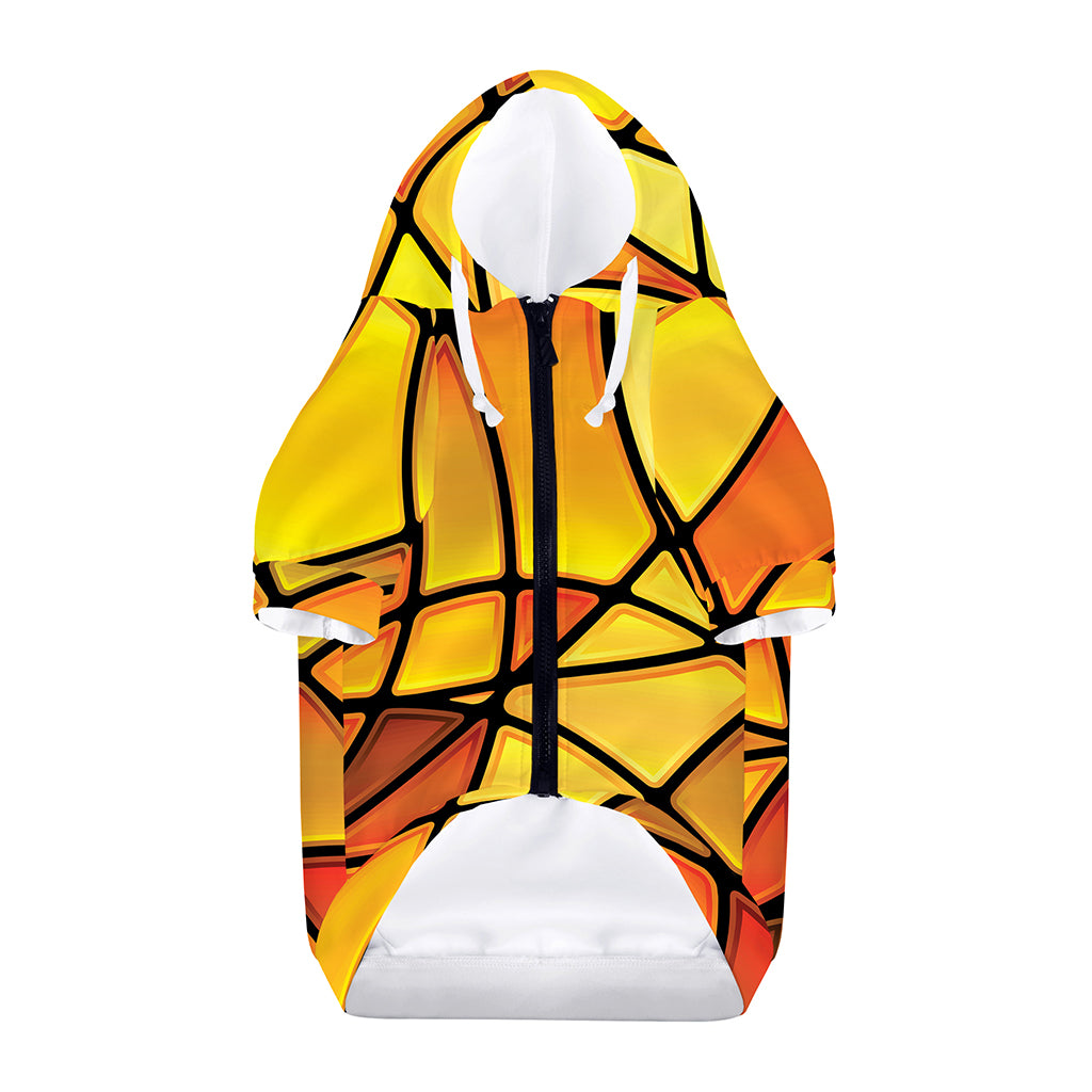 Yellow Stained Glass Mosaic Print Dog Zip Up Hoodie
