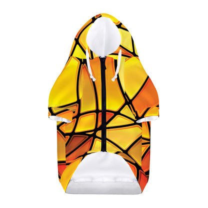 Yellow Stained Glass Mosaic Print Dog Zip Up Hoodie