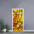 Yellow Stained Glass Mosaic Print Door Sticker