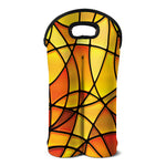 Yellow Stained Glass Mosaic Print Double Neoprene Wine Tote