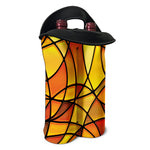Yellow Stained Glass Mosaic Print Double Neoprene Wine Tote