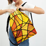 Yellow Stained Glass Mosaic Print Drawstring Backpack