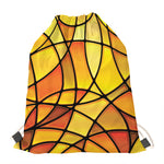 Yellow Stained Glass Mosaic Print Drawstring Bag