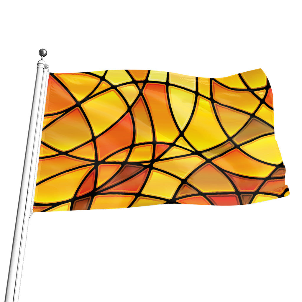 Yellow Stained Glass Mosaic Print Flag