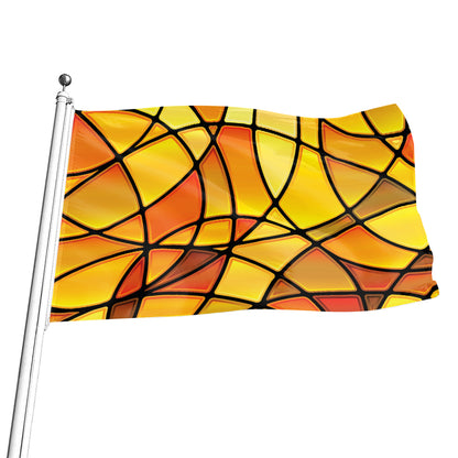 Yellow Stained Glass Mosaic Print Flag