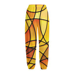 Yellow Stained Glass Mosaic Print Fleece Lined Knit Pants